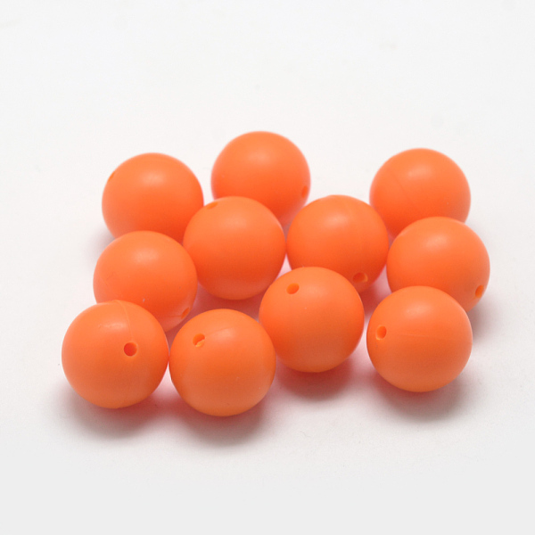 

PandaHall Food Grade Eco-Friendly Silicone Beads, Round, Dark Orange, 14~15mm, Hole: 2mm Silicone Round Orange