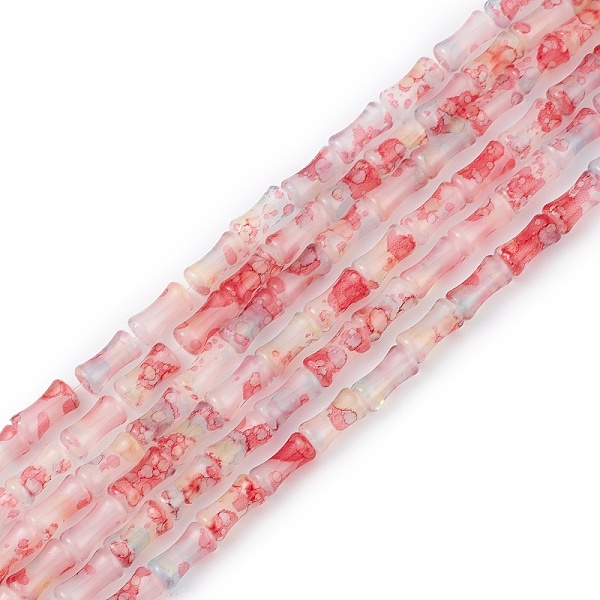

PandaHall Baking Varnish Glass Beads Strand, Bamboo Stick, Red, 12x6.5mm, Hole: 1.4mm, about 65~66pcs/strand, 30.71''(78cm) Glass Bamboo Red