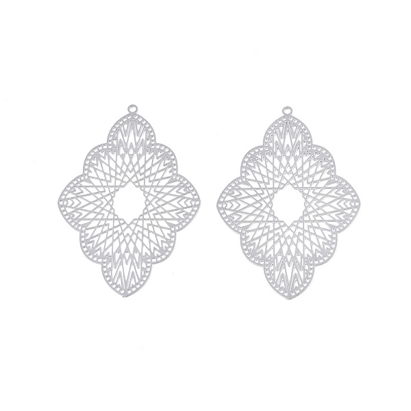 

PandaHall 201 Stainless Steel Big Pendants, Etched Metal Embellishments, Flower, Stainless Steel Color, 50.5x33.5x0.3mm, Hole: 1.4mm 201...
