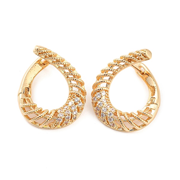 

PandaHall Rack Plating Brass with Cubic Zirconia Hoop Earrings for Women, Teardrop, Light Gold, 20.5x17mm Cubic Zirconia Teardrop Clear