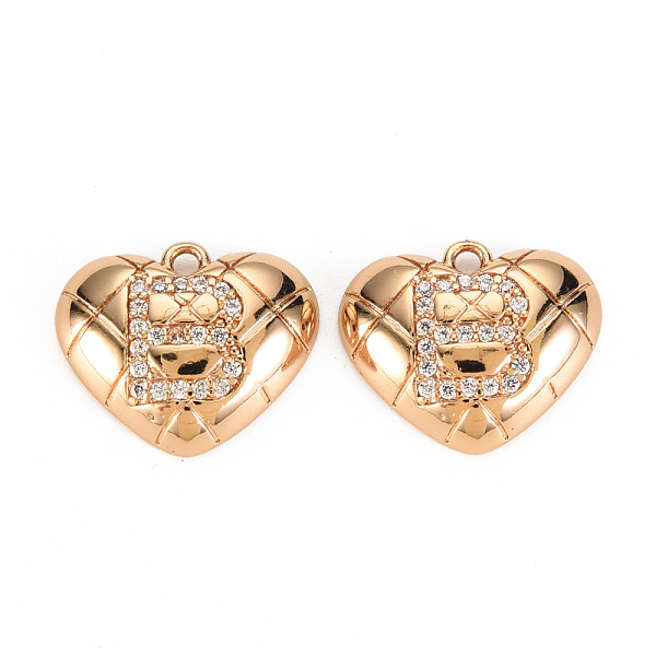 

PandaHall Brass Micro Pave Clear Cubic Zirconia Pendants, Nickel Free, Real 18K Gold Plated, Heart with Word, Letter.B, 12x15x3.5mm, Hole...