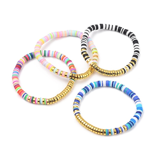 

PandaHall Stretch Bracelets, with Polymer Clay Heishi Beads and Non-magnetic Synthetic Hematite Beads, Mixed Color, Inner Diameter: 2-1/8..., Multicolor