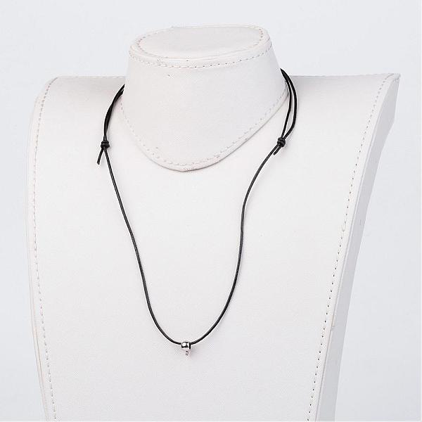 

PandaHall Cowhide Leather Cord Necklace Making, with Stainless Steel Beads, Black, 19.6 inch~29.9 inch Leather Black