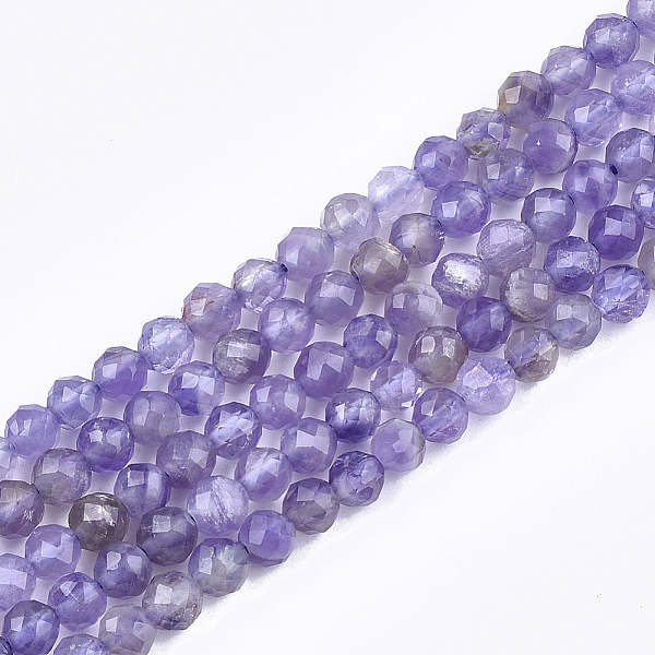 

PandaHall Natural Amethyst Beads Strands, Faceted, Round, 4mm, Hole: 0.8mm, about 102pcs/strand, 15.3 inch Amethyst Round