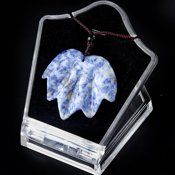 

PandaHall Natural Blue Spot Jasper Pendants Necklaces, Leaf, 14.96 inch(38cm) Blue Spot Jasper Leaf