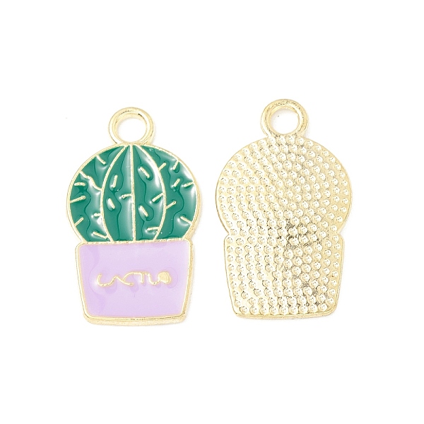 

PandaHall Alloy Enamel Pendants, Cactus Charm, Golden, Lilac, 22x12.5x1mm, Hole: 2.5mm Alloy+Enamel Cactus Purple