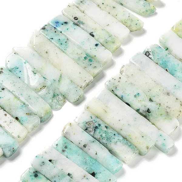 

PandaHall Natural Chrysocolla Beads Strands, Top Drilled Beads, Rectangle, 24~62x8~14x4~9mm, Hole: 1.8mm, about 34~39pcs/strand...