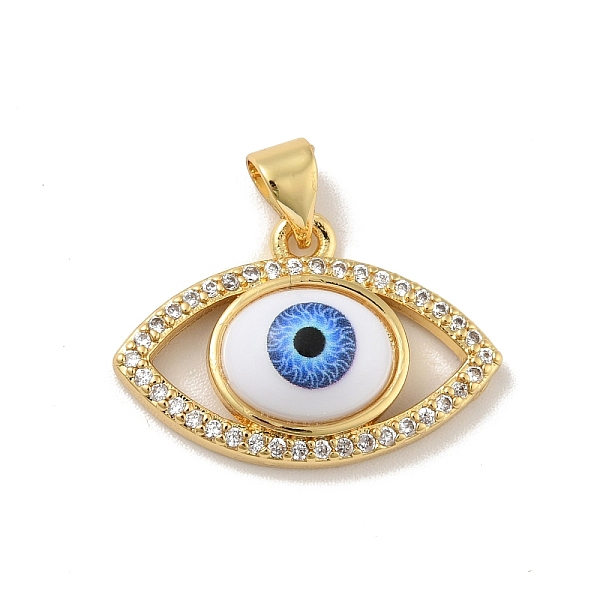 

PandaHall Brass Micro Pave Cubic Zirconia Pendants, with Acrylic, Cadmium Free & Lead Free, Long-Lasting Plated, Evil Eye, Real 18K Gold...