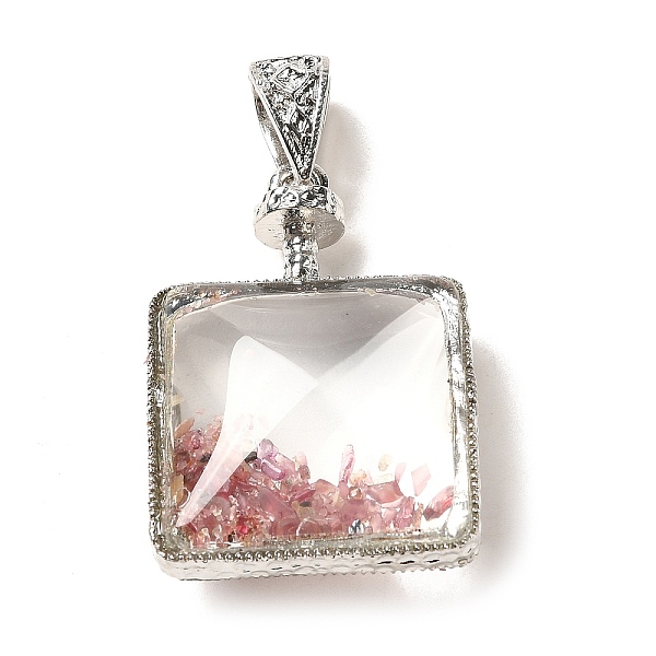 

PandaHall Glass Locket Pendants, with Natural Shell Chips Inside and Alloy Findings, Square Charm, Clear, 39.5x27.5x14.5mm, Hole: 9x6mm...