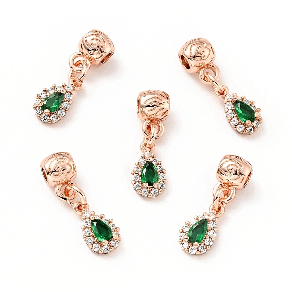 

PandaHall Rack Plating Brass Micro Pave Cubic Zirconia Pendants, Cadmium Free & Lead Free, Long-Lasting Plated, Teardrop, Rose Gold, 21~22mm..., Green