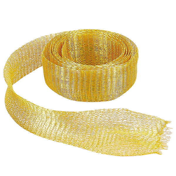 

PandaHall Copper Wire Mesh Ribbon for Wrapping, Wedding Floral Designs, Jewelry Making, DIY Beading Craft, Gold, 15mm, 1m/box Copper Gold