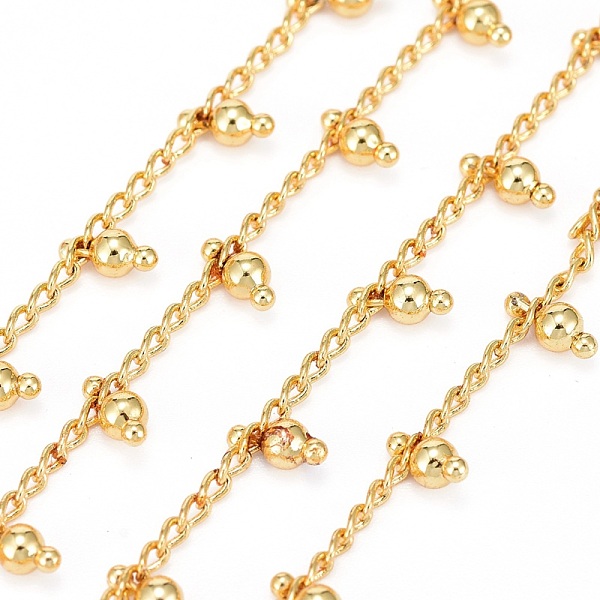 

PandaHall Handmade Brass Beaded Chains, with Brass Curb Chains and Spool, Long-Lasting Plated, Soldered, Lead Free & Cadmium Free, Round...