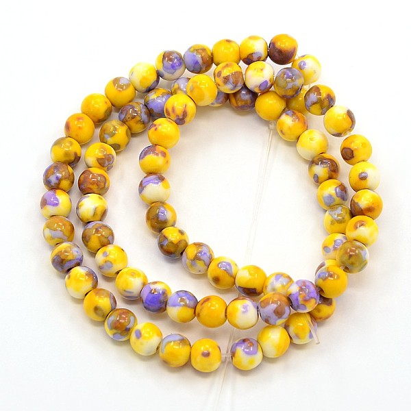 

PandaHall Synthetic Ocean White Jade Beads Strands, Dyed, Round, Yellow, 6mm, Hole: 1mm, about 66pcs/strand, 15.74 inch Ocean White Jade...