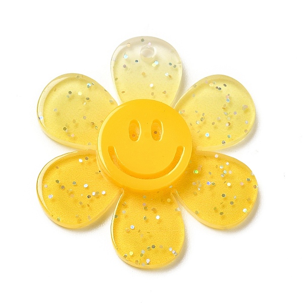 

PandaHall Gradient Color Transparent Acrylic Pendants, with Sequins, Sunflower with Smiling Face Charm, Gold, 30x27x4mm, Hole: 1.6mm Acrylic...
