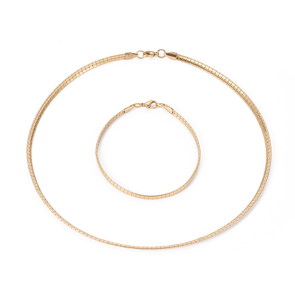 

PandaHall Ion Plating(IP) 304 Stainless Steel Chain Necklaces & Bracelets Sets, with Lobster Claw Clasps, Golden, 17.91 inch(45.5cm), 4mm...