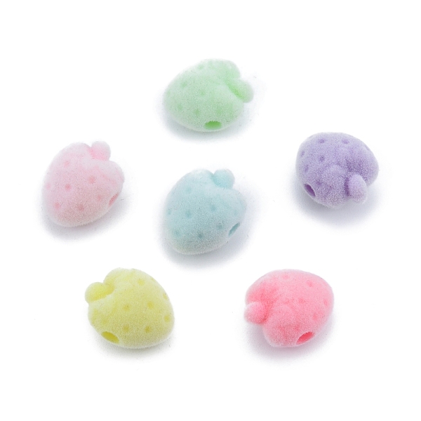 

PandaHall Opaque Resin Beads, Flocky Strawberry, Mixed Color, 17x13x12mm, Hole: 3mm Resin Fruit Multicolor