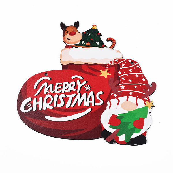 

PandaHall Wood Pendant Ornament, Xmas Door Sign, Christmas Theme, Stocking, Red, 185x175x3.5mm, Hole: 4mm Wood Christmas Socking Red