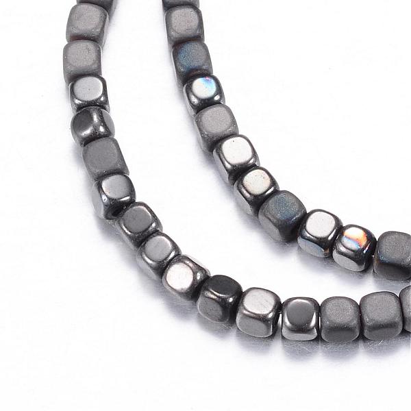

PandaHall Electroplate Non-magnetic Synthetic Hematite Bead Strands, with Matte Style, Cube, Black Plated, 3x3x3mm, Hole: 1mm, about...