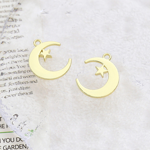 

PandaHall Alloy Pendants, Golden, Moon, 21x17mm Alloy Moon