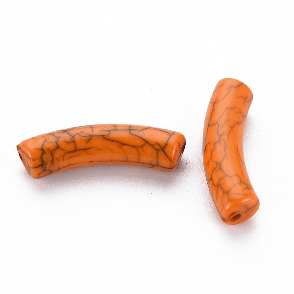 

PandaHall Opaque Crackle Acrylic Beads, Curved Tube, Chocolate, 32x10x8mm, Hole: 1.8mm, about 330pcs/500g Acrylic Tube Brown