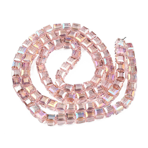 

PandaHall Electroplate Transparent Glass Beads Strands, Faceted, Cube, Pink, 7x7x6.5mm, Hole: 1.2mm, about 100Pcs/strand, 25.98 inch(66cm)...