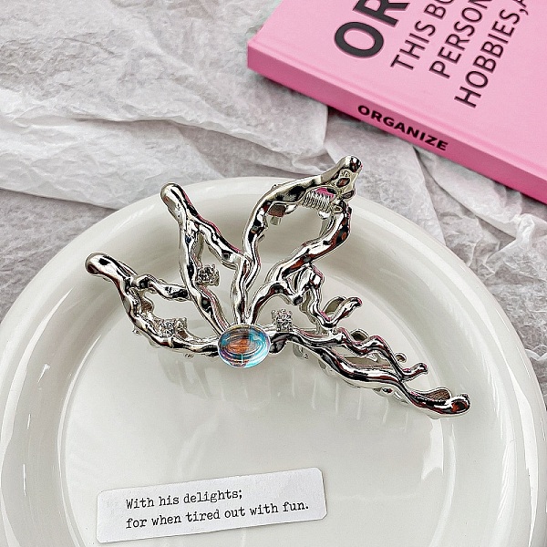 

PandaHall Hollow Butterfly Alloy Rhinestone Large Claw Hair Clips, for Women Girl Thick Hair, Platinum, 55x100mm Alloy Butterfly Clear