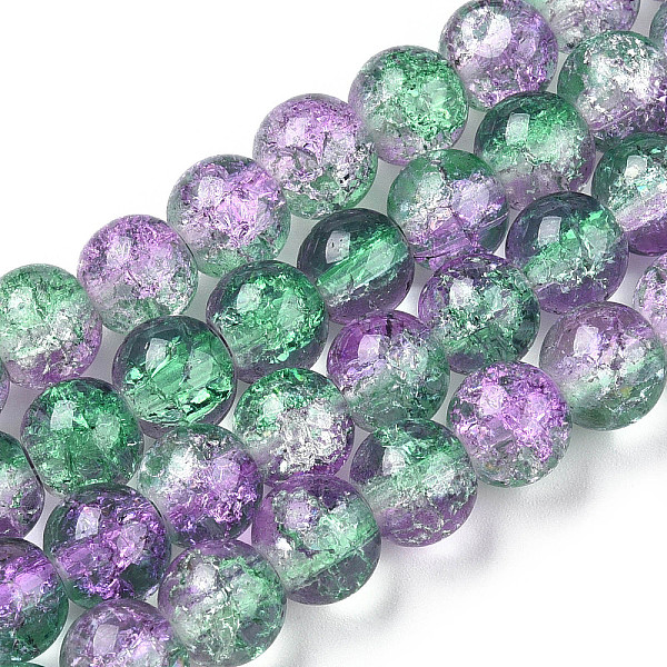 

PandaHall Two-Tone Crackle Baking Painted Transparent Glass Beads Strands, Round, Light Green, 8mm, Hole: 1.5mm, about 108~110pcs/strand...