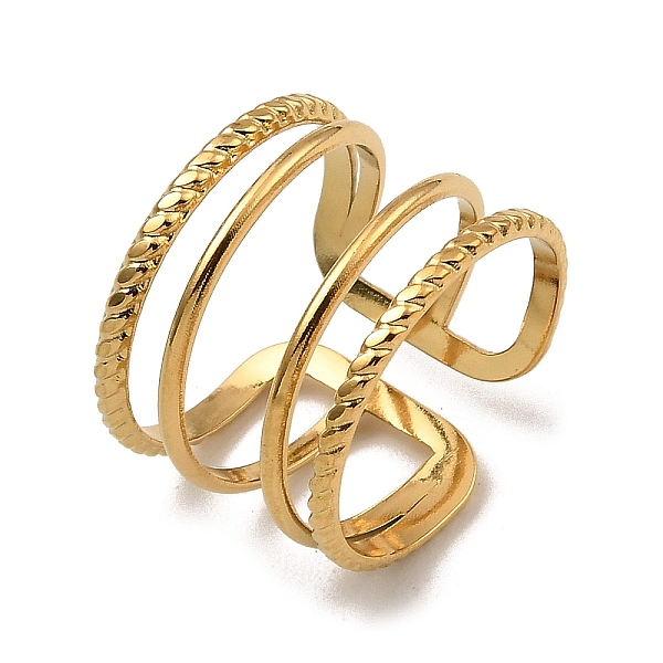 

PandaHall 304 Stainless Steel Open Cuff Rings, Multi Lines, Real 18K Gold Plated, US Size 7 3/4(17.9mm) 304 Stainless Steel