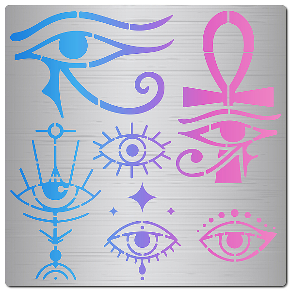 

PandaHall GORGECRAFT 6.3 Inch Evil Eyes Metal Stencil Egyptian Symbol Wood Burning Stencil Reusable Hieroglyphics Journal Stencils Eye of...