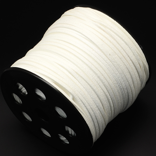 

PandaHall Faux Suede Cord, Faux Suede Lace, White, 2.7x1.4mm, about 98.42 yards(90m)/roll Faux Suede White