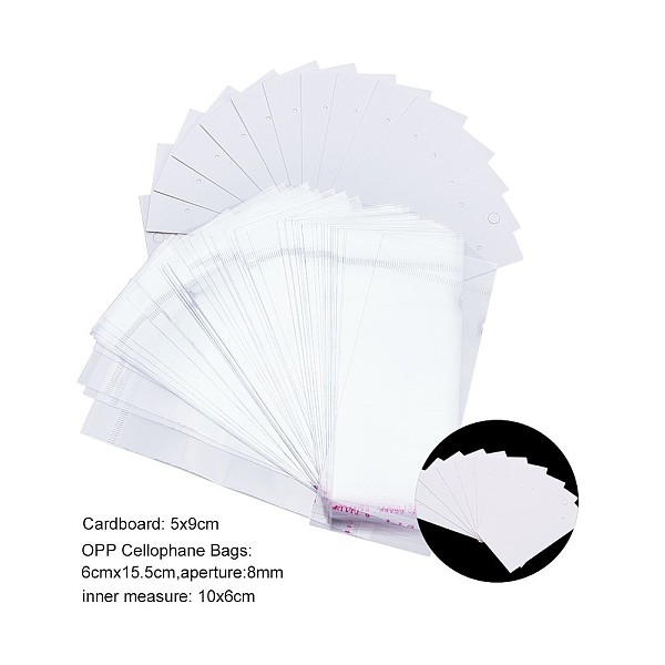 

PandaHall Cardboard Display Cards, Used for Necklace, Bracelet, Pendant and Barrette, with OPP Cellophane Bags, White, 9x5cm, 15.5x6cm Paper...