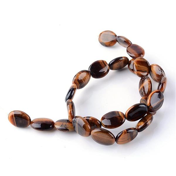 

PandaHall Natural Tiger Eye Bead Strands, Oval, 16x12x5~6mm, Hole: 1mm, about 25pcs/strand, 15.7 inch Tiger Eye Oval