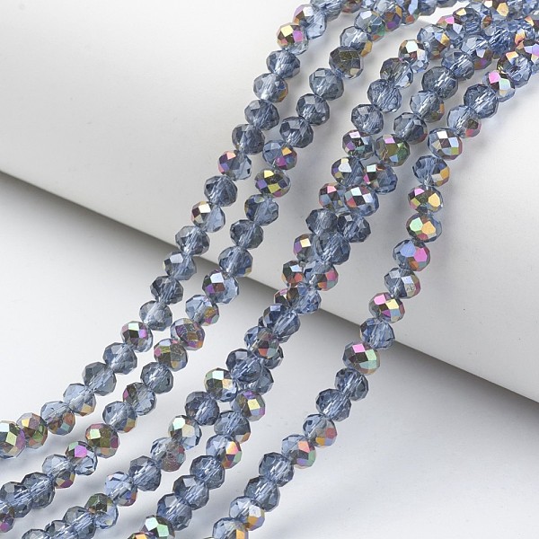

PandaHall Electroplate Transparent Glass Beads Strands, Half Rose Gold Plated, Faceted, Rondelle, Cornflower Blue, 6x5mm, Hole: 1mm, about...