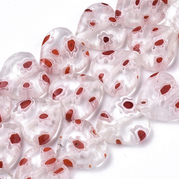 

PandaHall Handmade Millefiori Lampwork Beads Strands, Heart, Pink, 11~12x12x4~5mm, Hole: 1mm, about 32~33pcs/strand, 12.72 inch~13.78 inch...