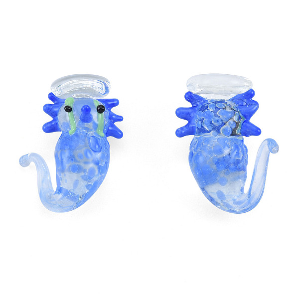 

PandaHall Handmade Bumpy Lampwork Beads, No Hole, Mermaid, Royal Blue, 27~29x22~26x14~16mm Lampwork Other Animal