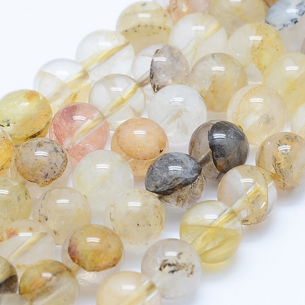 

PandaHall Natural Dendritic Quartz Beads Strands, Round, 8mm, Hole: 1mm, about 51pcs/strand, 15.7 inch(40cm) Other Quartz Round