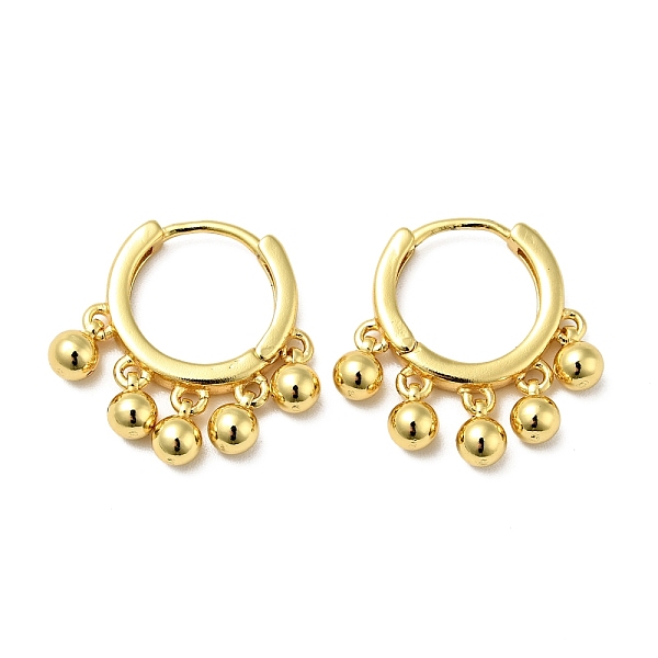 

PandaHall Brass Round Beads Dangle Hoop Earrings for Women, Lead Free & Cadmium Free, Golden, 20.5mm, Pin: 0.8mm Brass Round