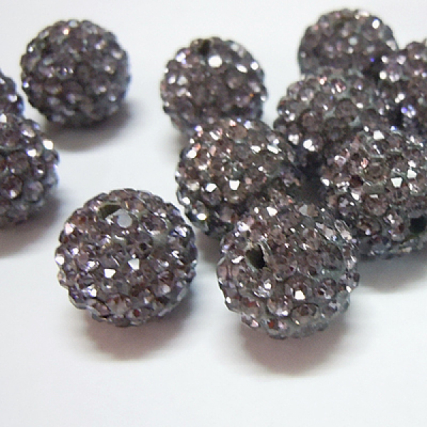 

PandaHall Polymer Clay Rhinestone Beads, Pave Disco Ball Beads, Grade A, Round, PP15, Black Diamond, PP15(2.1~2.2mm), 10mm, Hole: 1.8~2mm..., Gray