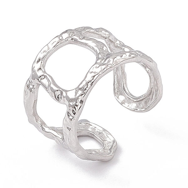 

PandaHall 304 Stainless Steel Twist Cricle Hollow Open Cuff Rings for Women, Stainless Steel Color, Inner Diameter: 17mm 304 Stainless Steel