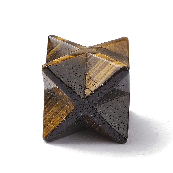 

PandaHall Natural Tiger Eye Sculpture Healing Crystal Merkaba Star Ornament, Home Office Desk Decoration, 29.5~30x29~29.5x29~29.5mm Tiger...