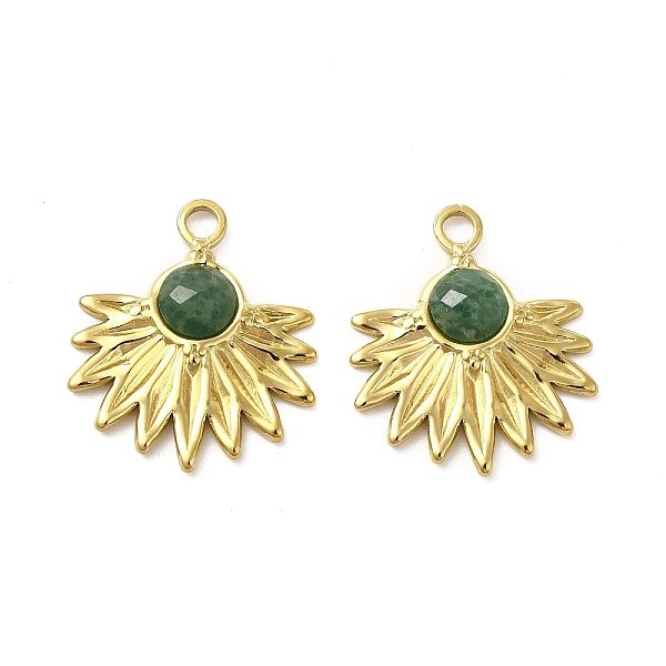 

PandaHall Natural African Jade Pendants, Faceted Flower Charms, with Vacuum Plating Real 18K Gold Plated 201 Stainless Steel Findings...