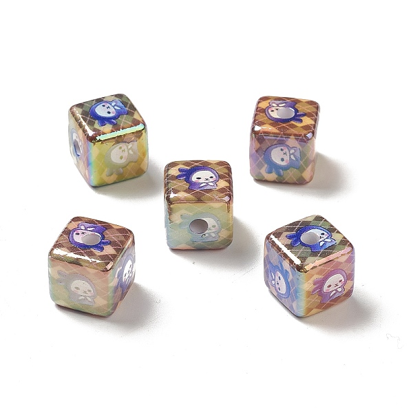 

PandaHall UV Plating Opaque Rainbow Iridescent Acrylic Beads, Cube with Rabbit Pattern, Colorful, 14.5x14.5x14.5mm, Hole: 3.7mm Acrylic Cube