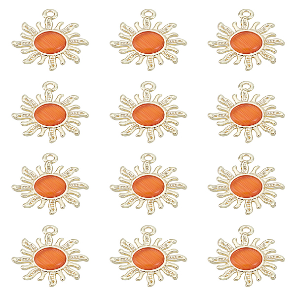 12Pcs Golden Alloy Pendants