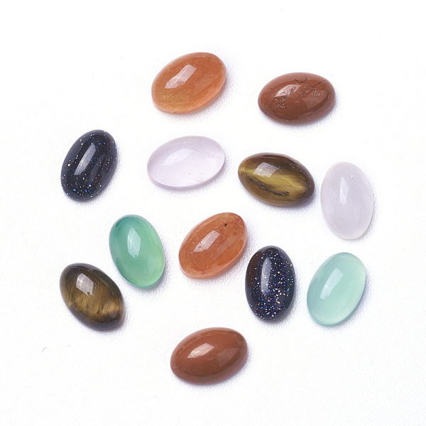 

PandaHall Natural & Synthetic Mixed Stone Cabochons, Oval, 6x4x2~3mm Mixed Stone Oval