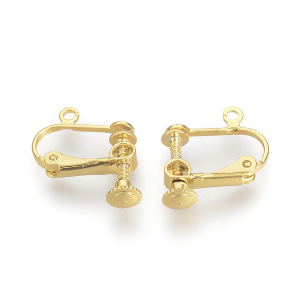 

PandaHall Brass Screw Clip-on Earring Findings, Spiral Ear Clip, Golden, 15x17x5mm, Hole: 1.5mm Brass