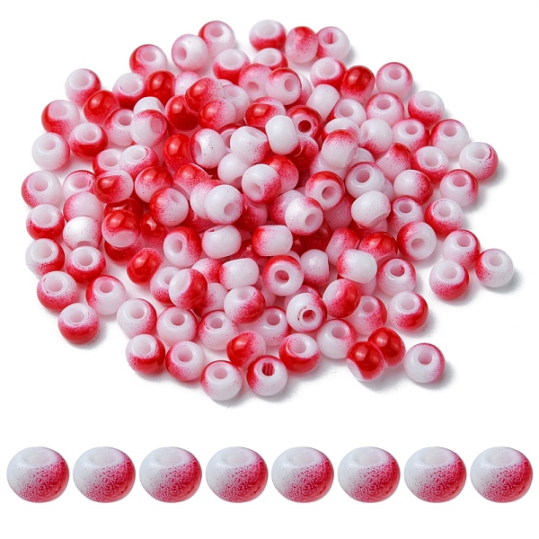 

PandaHall 6/0 Opaque Glass Seed Beads, Round Hole, Rondelle, Red, 4~4.5x3~4mm, Hole: 0.8~1.5mm, 10g/box Glass Rondelle Red
