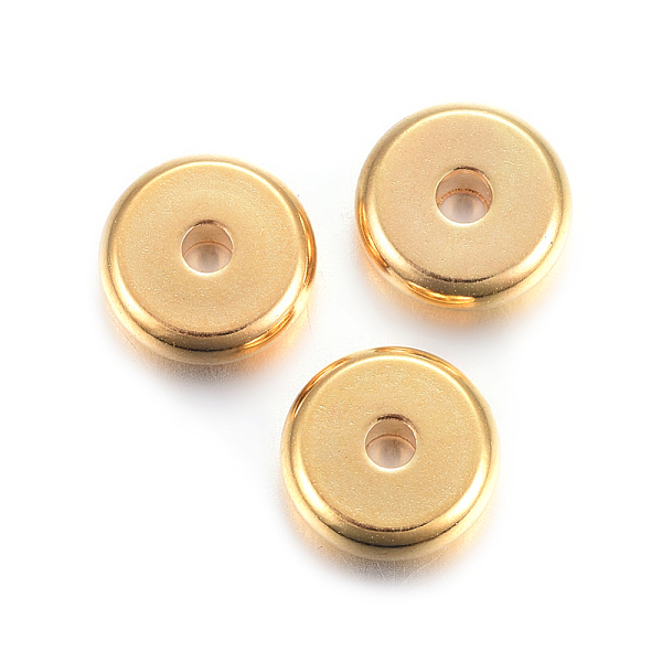 

PandaHall 304 Stainless Steel Spacer Beads, Flat Round, Golden, 8x2.5mm, Hole: 1.8mm 304 Stainless Steel Flat Round