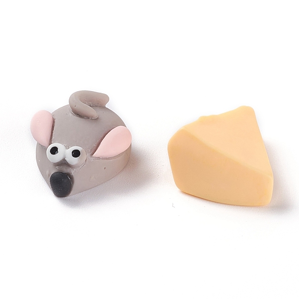 

PandaHall Opaque Resin Cabochons, Mouse & Cheese, Mixed Color, Mouse: 14x10x7.5mm, Cheese: 14x11x7mm Resin Mouse Multicolor