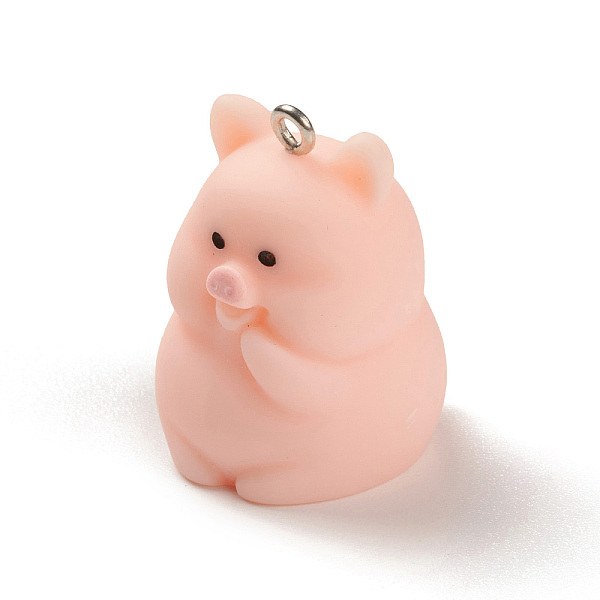 

PandaHall Opaque Resin Pendants, Cute Pig Charms, with Platinum Plated Iron Loops, Pig, 28x22.5x21.5mm, Hole: 2mm Iron+Resin Pig