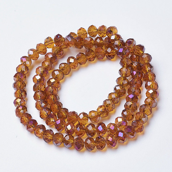 

PandaHall Electroplate Transparent Glass Beads Strands, Half Rainbow Plated, Faceted, Rondelle, Dark Goldenrod, 4x3mm, Hole: 0.4mm, about..., Gold